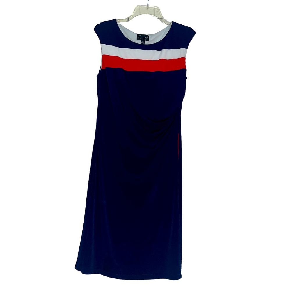Connected apparel blue with red and white stripes dress